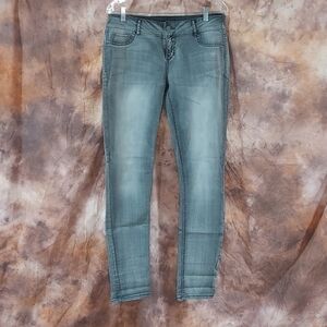 Maurices jegging denim flex stretch mid rise light wash charcoal gray L reg